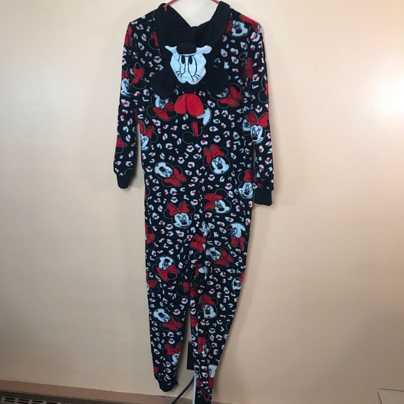 Minnie Mouse 1pc Zip Front Hooded Fleece Pajamas Women S Disney - Picture 4 of 9